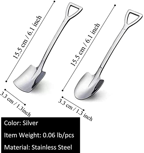 image for N/S Aeixlum- 4 Pack Fruit Spoon Dessert Spoons Shovel Shape Stainless 