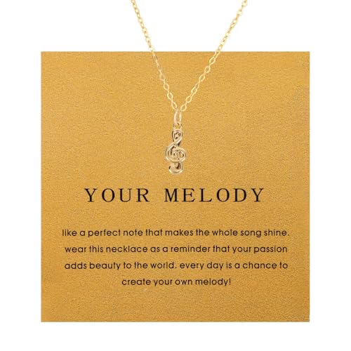 Mikovivi Collier Pendentif Note de Musique Élégant, Fine Chaîne pour Clavicule avec Carte Symbolique Bijou Musical pour Femmes et Mélomanes