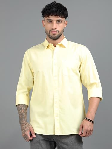Image of Men Slim Fit Solid Spread Collar Casual Shirt