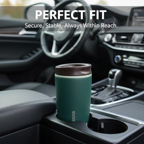 Image of Wosta SmoothSip Slider Insulated Stainless Steel Coffee Tumbler, Reusable Iced Coffee Cup, Hot Coffee Travel Mug, BPA Free 12 oz / 380 ml. (Green)