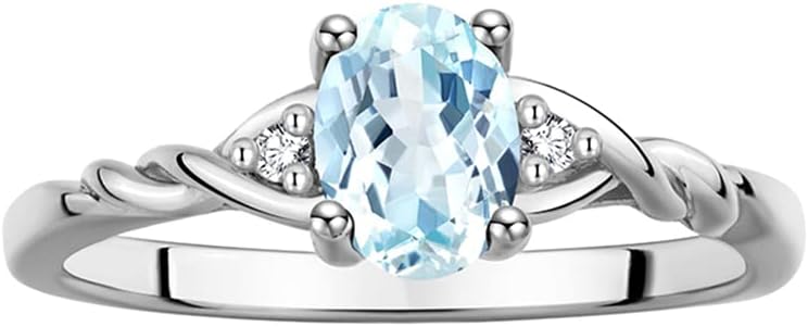 Rylos Sterling Silver Classic Birthstone Ring - 7X5MM Oval Gemstone & Diamonds - Women's Jewelry, Sizes 5-10