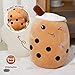 Athoinsu Cute Boba Milk Tea Plush Pillow 20'' Giant Chocolate Kawaii Stuffed Bubble Animal Toy Birthday Christmas Holiday Valentines Gifts for Kids, Girls, Boys