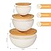 ShineMe Salad Bowl with Lid, Natural Bamboo Fiber Serving Bowls Set of 3 with Bamboo Wood Lids, Beige Mixing Bowls Set for Preparing, Storing and Serving Salad Fruit Chips Bread(10
