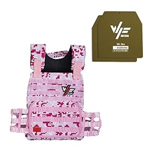 Weighted vest | Adjustable Crosstraining vest | Strength, Plate carrier, Training, Fitness Workouts, Running | Pink w/a pair of 10 lb plates WF TACTICAL