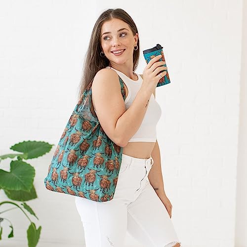 ECO CHIC Lightweight Foldable Reusable Shopping Bag, Tree of Life Beige - Image 4