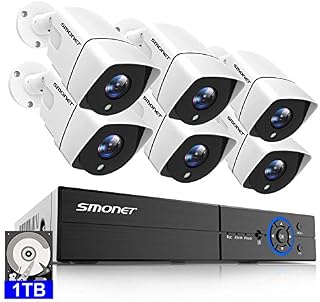 【5MP CAMERA】SMONET 5MP Home Security Camera System,6X5MP(2560TVL) Indoor Outdoor Weatherproof CCTV Wired Cameras,8CH