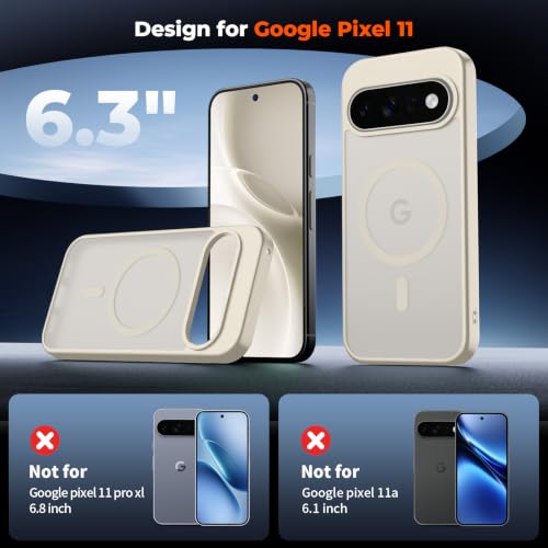 Image of SUPFINE Magnetic for Google Pixel 11 Case - Stone | With Screen Protector,Translucent Matte,Built-in Magnets,Military Grade Drop Protection,Shockproof Phone Cover