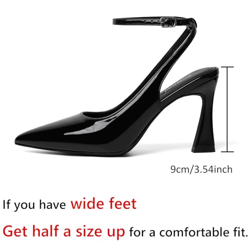 Image of Susanny Womens Slingback Closed Toe Ankle Strap High Heels Pointed Toe Pumps Comfortable Stiletto Sexy Buckle Strappy Dressy Shoes for Wedding Bridal Party Work