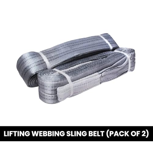 Image of Heavy Duty Polyester Sling Belt (Pack of 2) | Reinforced Webbing Belt for Industrial, Construction & Handling Work Grey (4 Ton 4 Mtr)