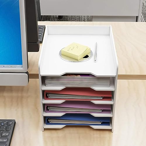 PUNCIA Dokumentenablage A4 Briefablage 5 Ablagefächer PVC Schreibtisch Datei Organizer Papierablage Aktenaufbewahrung Ablagesystem Dokumentenhalter für Büro Arbeitszimmer Schule Office