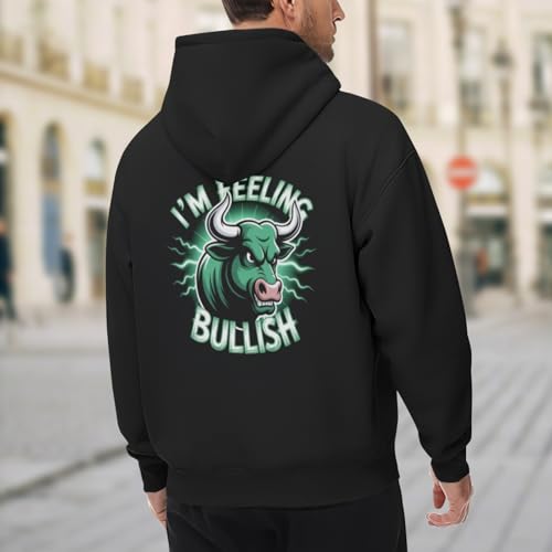 I'm Feeling Bullish Stock Market Crypto Men Women Kangaroo Pocket Fleece Hoodie - Image 6