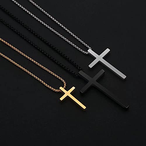 Iefshiny Stainless Steel Cross Pendant Necklaces For Men Pendant Chain 16 Inch Black Jewelry Gifts For Men Boyfriend Gifts Idea #TOP5