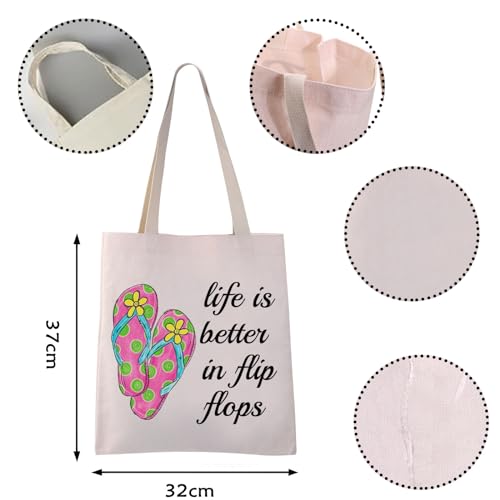 Bolsa Tote VAMSII Life is Better in Flip Flops para mujer miniatura 4
