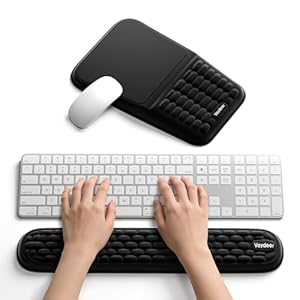 2-in-1 Keyboard & Mouse Wrist Rest Set – Ergonomic Pain-Relief Support, Memory Foam Wrist Cushion with 8° Slope & Massage Nubs, Non-Slip PU Base, Relieves Wrist Pain & Carpal Tunnel from Long Typing