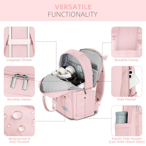 Image of LARVENDER Carry On Luggage 22x14x9 Airline Approved, Suitcases with Wheels | Expandable Luggage Sets 3 Piece, 20 Inch Hardside PP Carry On Suitcase for Women Men, TSA Lock, Light Pink
