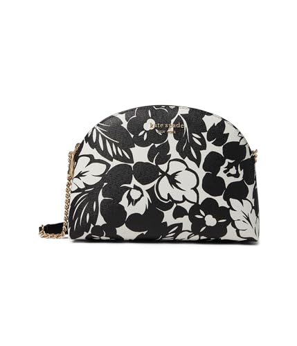 Kate Spade New York Morgan Tropical Foliage Printed PVC Double Zip Dome Crossbody, Black Multi