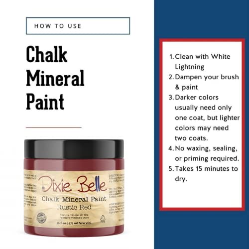 Dixie Belle Paint Company Chalk Finish Furniture Paint | Rustic Red (16oz) | Matte Brick Red Chic Chalk Mineral Paint | DIY Furniture Paint