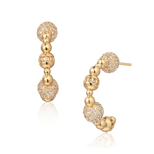 FETTERO Split Hoop Earrings 14K Gold Plated Chunky Hoop Earrings for Women Dainty Hypoallergenic Half Hoop Earring Jewelry Triple Hoop Earrings