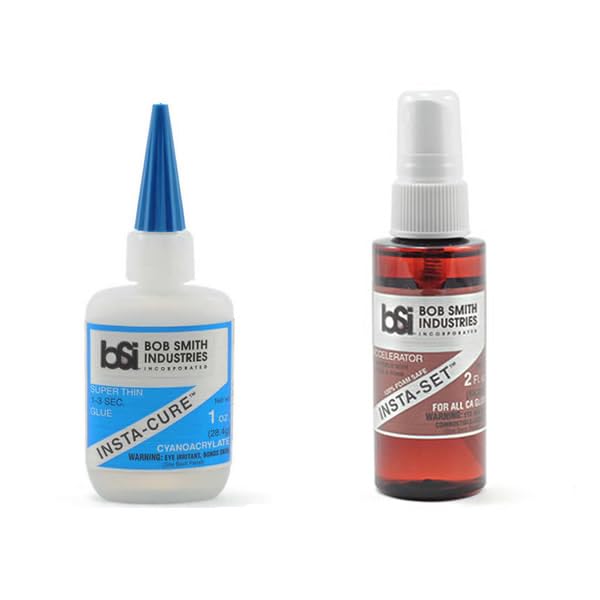 BSI Accelerator Kicker INSTASET Spray 2oz AND Super Thin Adhesive Glue 1oz Bob Smith Industries