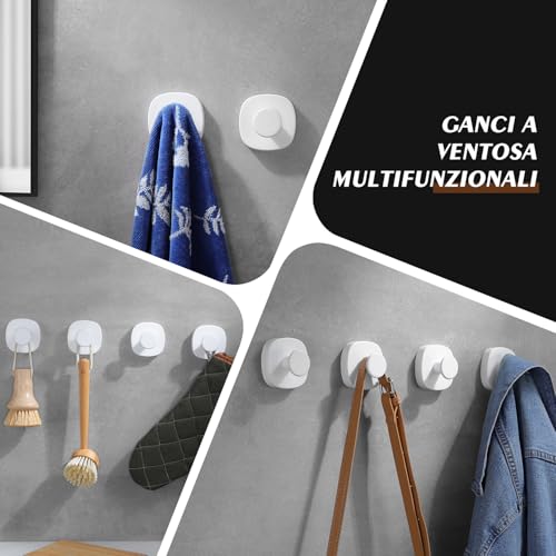 ZUNTO Handtuchhalter Ohne Bohren, 4 Stück Edelstahl Handtuchhalter für Bad & Küche, Vakuum Kleiderhaken - Saugnapf Haken, Bohrfrei, Verstellbar und Wiederverwendbar, Rückstandsfrei, Weiß