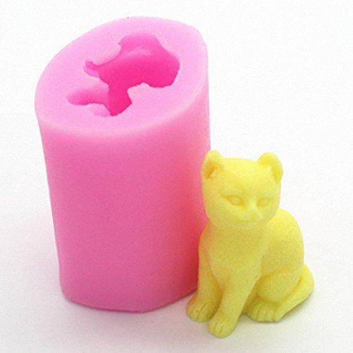 Moldfun 3D Kitten Candle Mold Small Size Cute Cat Silicone Mold For Fondant, Mini Soap, Polymer Clay, Wax, Crayon #TOP2