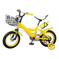 Brride Vélo Enfant 12 Pouces Garçons Filles – Avec Roues Stabilisatrices, Double Frein, Panier Et Sonnette, Idéal 2-4 Ans, Bleu/Jaune/Rouge