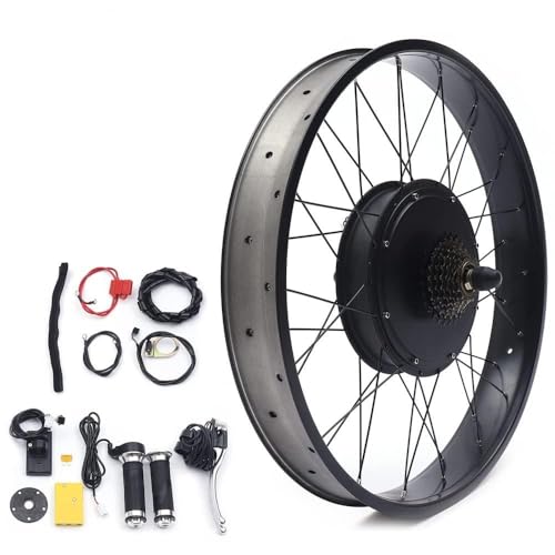 Casyi 26 '48V 1500W Fat Bike Kit de conversión de bicicleta eléctrica Kit de conversión de motor de cubo de rueda trasera E-Bike con pantalla LCD para chasis de neumáticos de grasa Kit de rueda Ebike