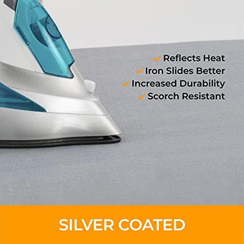 Happhom Ironing Board Cover And Pad Extra Thick Heavy Duty Padded 4 Layers, Silver Coated Ironing Board Cover, Non Stick Scorch And Stain Resistant Standard Size 15X54 Inch With Elasticized Edges #TOP3