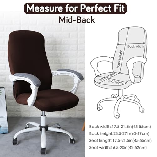 Image of HOKIPO 'SereneSolids' 140 GSM Office Chair Cover for Desk Chair (Mid-Back) - Stretchable Fabric, Washable, Durable & Anti-Slip - Fits Mid-Back Office Chairs, Coffee (AR-5221-CFE-M)