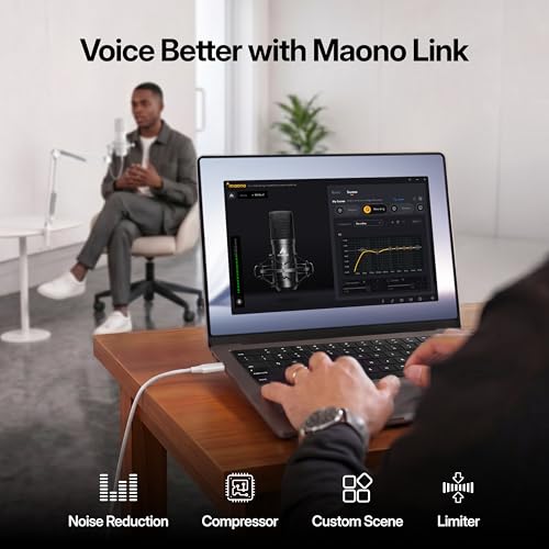 Image of MAONO A04 Gen2 White XLR /USB Condenser Microphone for PC Podcast Recording | 192kHz /24Bit Plug & Play Computer Cardioid Metal Mic with Software, Pro Sound Chipset for Content Creation, Stream, YouTube