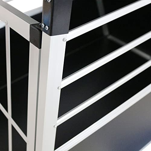 Thanaddo Alu Hunde Autotransportbox – Auto Hundebox robust & pflegeleicht – Gittertür verschließbar - Aluminium Kofferraumbox Reisebox für Hunde Katzen (65x91x69cm 76 Grad)