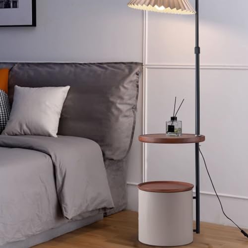 Lámpara de pie madera con mesa centro integrada para iluminación de salón 4