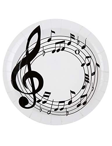 SANTEX 70458-1, Sachet de 10 assiettes Clé de Sol musique, blanc