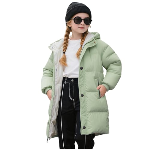 Girls Boys Winter Coats Hooded Puffer Down Jackets Medium Length Warm Coats Snow Outwear with Pocket
