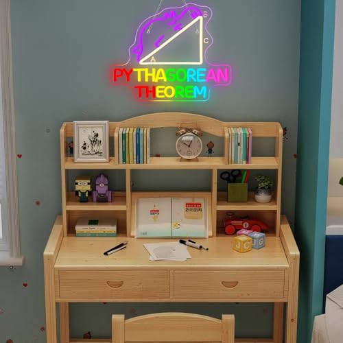 Image of Math Formula Neon Sign Pythagorean Theorem Light for Classroom Decoration