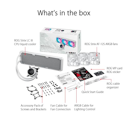 Image of ASUS ROG Strix LC III 360 ARGB White Edition All-in-one CPU Liquid Cooler with 360 rotatable Water Block, Asetek's New Gen7 v2 Pump, Premium ROG ARGB Fans, and 10+ Custom Aura Lighting Effects