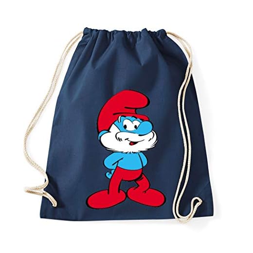 TRVPPY Baumwolltasche Turnbeutel Tasche Modell Papa Schlumpf - Navyblau