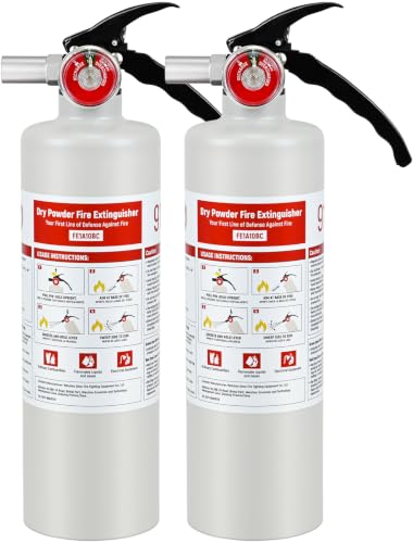 Image of 2 Pack ABC Fire Extinguishers with Mount, 2.5lb 1A:10B:C Rated for Home, Vehicle, Boat, Portable Dry Chemical Fire Extinguisher with Quick-Release Handle (Beige)