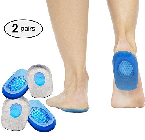 2 Pares Taloneras de Silicona, almohadillas de silicona para talones para la fascitis plantar,espolones del talón y dolor de Aquiles,copas gel para talones y cojines Absorción