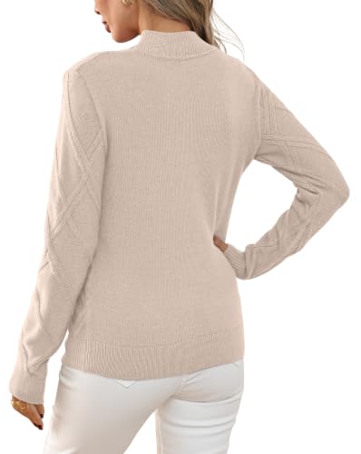 Fall Sweaters for Women Cream Sweater Womens Fall Tops Turtleneck Tops Apricot XS - image 5