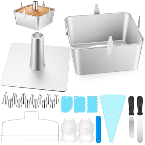 Mifoci 10 Inch Square Tube Cake Pan Set, Capacity for