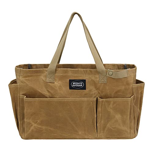 Waxed Canvas Tool Tote β Portable Garden Firewood Carrier