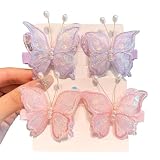 2 pares de horquillas bordadas de mariposas, accesorios para el pelo con flores esmaltadas