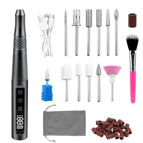 Torno para Uñas Profesional ,35000 RPM lima electrica uñas, Kit de uñas Manicura Pedicura Eléctrico Recargable por USB,1-35 Velocidad Ajustable,Manicura Eléctrico Profesional para Salón DIY
