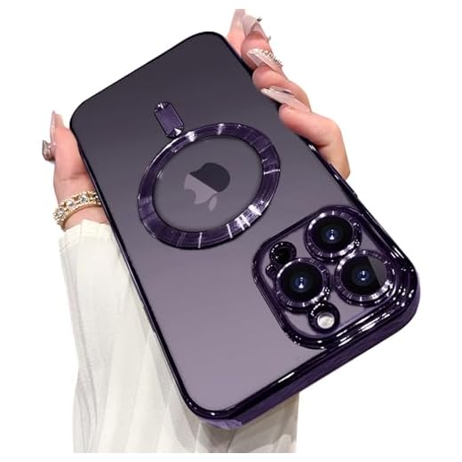 OOK Capa compatível com iPhone 14 Pro Max com protetor de lente de câmera (compatível com MagSafe) Capa protetora magnética antiarranhões à prova de choque para iPhone 14 Pro Max (6,7 polegadas) para mulheres e homens - roxo
