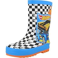 Hot Wheels Boys Wellington Boots - Waterproof Kids Wellies with Non-Slip Soles - Fun Racing Car Print Rain Footwear for Children (Blue UK 12-EU31)