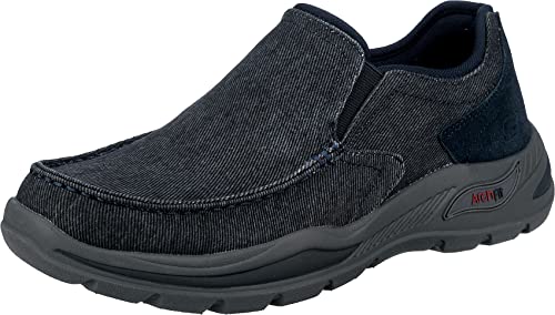 Image of Skechers Men's Arch Fit Motley Rolens Sneaker, Navy Canvas, 7.5 US