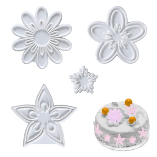 Fondant Ausstecher 4 Stück Fondant Blumen Formen Backen Fondant Set Backen Fondant Stempel Prägeform Für Tortendekoration Prägeformen Zum Backen Herstellung Backen Fondant Form Zubehör Cover