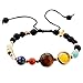 Natürliche 7 Farben Chakra Stein Armband, Yoga Energie Stein Runde Perlen Armband Reiki Healing Polished Stone, Charm-Elefant-Armband, Geschenke für Frauen Mama Mädchen bester freund (Acht Planeten)