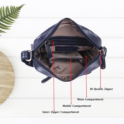 Image of Premium Genuine Leather Messenger Sling Bag for Men & Women - Multipurpose Crossbody Bag with Adjustable Strap & Multiple Pockets for Travel, Office, Work, College & Daily Use